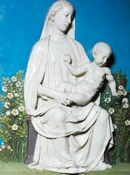 Rózsakert Madonna, 1450-55 körül (terrakotta)