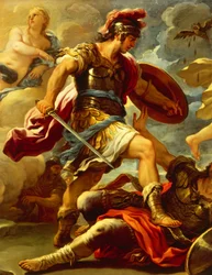 Aeneas figurája, részletek abból, hogy Aeneas legyőzi Turnuszt, Luca Giordano (1634-1705), olaj, vászon