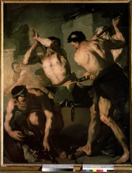 "La forge de Vulcan" (A Vulkán kovácsa) Luca Giordano (1632-1705) festménye 1660 Méret: 72x102 cm Ermitázs Múzeum, Szentpétervár