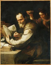 Xanthippe vizet önt Szókratész gallérjába (festmény, vászon)