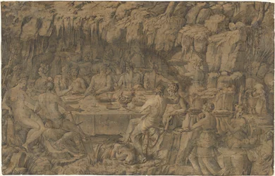 Acheloüs lakomája, 1545 körül (tollrajz)