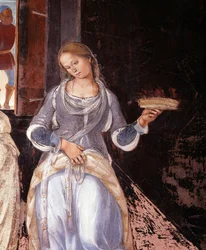 Benedek elmondta a szerzeteseknek, hol és mikor étkeztek a kolostoron kívül Luca Signorelli (1445-1523) által készített kolostor-freskó, amely Nursie-i Szent Benedek (480-567) életútját meséli el, a bencés rend alapítója, 1497-1498 Monte apátság. Oli