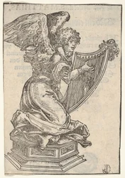 Hárfán játszó angyal ezüst szobra a Wittenbergi ereklye... nagy sorozatából, 1509.
