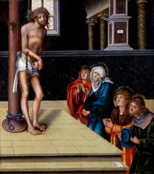 Német: Christus als Schmerzensmann an der Geißelsäule Krisztus mint a fájdalmak embere