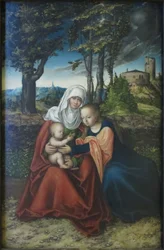 Németül: Hl. Anna Selbdritt Madonna és gyermeke Szent Annával.