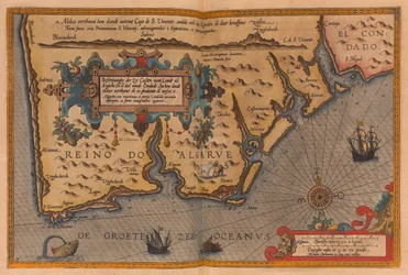 "Speculum nauticum super navigatione maris occidentalis confectu, continens omnes oras maritimas Galliae, Hispaniae, and praecipuarum partium Angliae" című nagyméretű atlasz, 1591 körül (rajz).