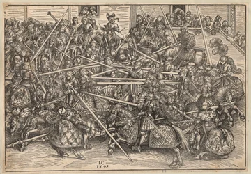 Tournoi - Verseny - Cranach, Lucas, az idősebb (1472-1553) - 1509 - Fametszet - 29,5x42,5 - Magángyűjtemény