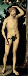 "Adam" Lucas Cranach II, ifjabb (1515-1586) festménye 1537 után Méret: 171 x 63 cm Németország Drezdai Állami Művészeti Gyűjtemények