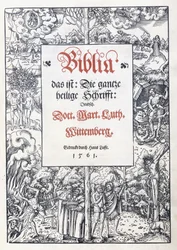 Címlap, finom képi szegéllyel a "Biblia, das ist: A teljes szentírás: német"-ből, Luther Márton fordítása, 1560-1561