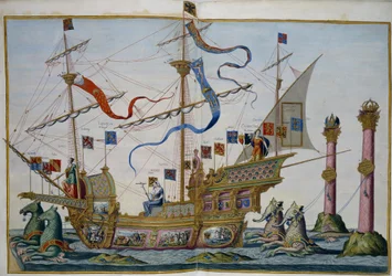 Temetési menet Brüsszelben V. Károly császár halála alkalmából. 5. lap par Doetecum, Lucas, van (1530 körül – 1584 körül)