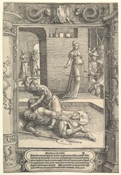 Jael Killing Sisera, díszkeret, kb. 1517.