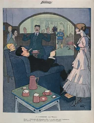 Otthoni fronton, illusztráció a „La Baionnette”-ből, 1915. szeptember 2. (színes litó)