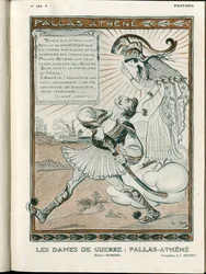 Illusztráció a "Fantasio"-ban, 01/04/15 - A háború nője Pallas-Athéné háború 14-18 (metszet)