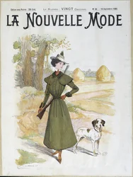 Nő vadászruhában, puskát viselő – „” La Nouvelle Mode”-ban, 1898. szept.