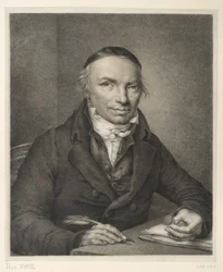 Johann Joachim Bellermann, mellkép asztalnál, pecsétgyűrűvel a kezében