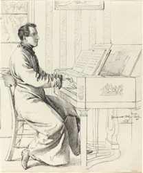 Grimm, Ludwig Emil
 német, 1790 - 1863

A művész sógora, Ludwig Hassenpflug, zongorázni készül, 1826 (toll és fekete tinta grafitra, vattapapírra)