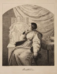 Bettine von Arnim írónő portréja 1785-1859, sz. Brentano, 1838.