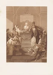 Allegorikus jelenet az 1806-ban elhunyt Jan Nieuwenhuyzen emlékkővel