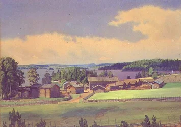 Északi táj (akvarell, papír)