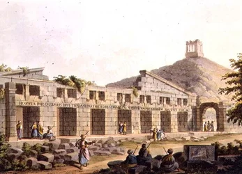 Ősi magtár Cacamoban, 3. tábla a „Nézetek az Oszmán Birodalomban” című kocsmából. Robert Bowyer (1758-1834) 1803 (akvatinta)