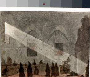Egy kolostor refektóriuma (akvarell, 1825 körül)