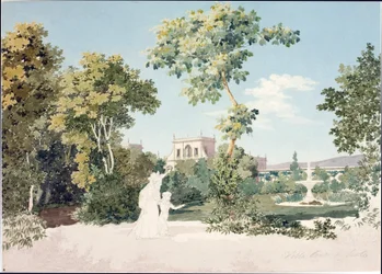 A Villa Corsi kilátása a Firenze melletti Sesto Fiorentino-ban (akvarell, 1825 körül)