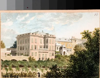 Kilátás a villa Cambasiora, Genova (akvarell, kb. 1820)