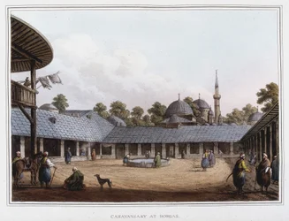 Kemping a Borgasban. "" Kilátások az oszmán uralmakban, Európában, Ázsiában és néhány mediterrán szigeten"" című részben Luigi Mayer, London eredeti rajzaiból