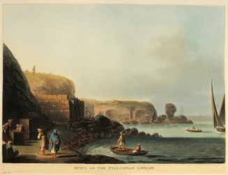 Egyiptom, Alexandria, Ptolemaiosz Könyvtár romjai Luigi Mayer által