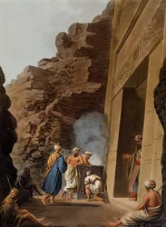 A gízai szfinx sírkamrájának bejárata, Luigi Mayer (1755-kb. 1803) metszetei Egyiptomban, Palesztinában és az Oszmán Birodalom más részein