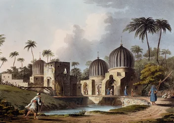 Arab szentek sírjai Rosettában, metszet, Luigi Mayer (1755-kb. 1803), Látványok Egyiptomban, Palesztinában és az Oszmán Birodalom más részein