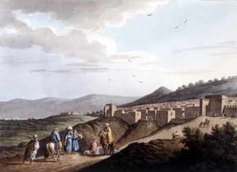 Kilátás Betlehem városára. „” Az oszmán uralom képe Európában Ázsiában és más mediterrán szigeteken”. Luigi Mayer, London eredeti rajzaiból
