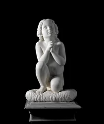 Imádkozó kisfiú Luigi Pampaloni (1791-1847) márványszobra, 1827 körül, Odon di Savoia herceg gyűjteményéből. Homályos. 68x38x30 cm Gének, modern művészeti galéria, bev. 919