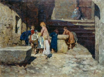 Gyerekek a szökőkútnál