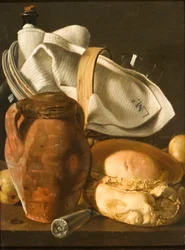 Csendélet kenyérrel, kannával és szalvétával, 1830 körül (olaj, vászon)