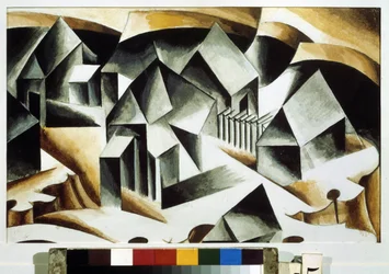 Birszk (Oroszország). Ljubov (Ljubov) Szergejevna Popova (1889-1924) festménye, olaj, vászon
