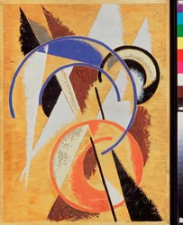 Térbeli erőépítés. Ljubov (Ljubov) Szergejevna Popova (1889-1924) festménye, olaj, fa