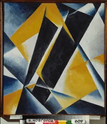 Építészeti festészet. Ljubov (Ljubov) Szergejevna Popova (1889-1924) festménye, olaj, vászon
