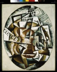 Hegedű. Ljubov (Ljubov) Szergejevna Popova (1889-1924) festménye, olaj, vászon