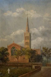 Szentháromság templom és templomkert, Coventry, 1900 körül (olaj, vászon)