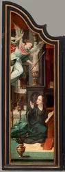 Triptichon. Maarten de Vos. 16. század. Olaj, fa. Nyitott oltárkép a bal szárnyban.