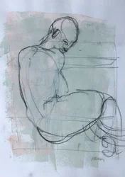 Sketchbook 45, 2025 (temperafesték, szén, papír)