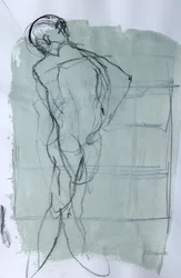 Sketchbook 46, 2025 (temperafesték, szén, papír)