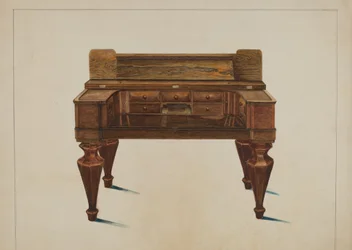 Melodeon íróasztallá alakítva, c. 1937.