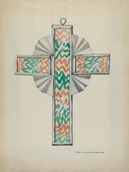 Ón és festett üvegkereszt, c. 1937.