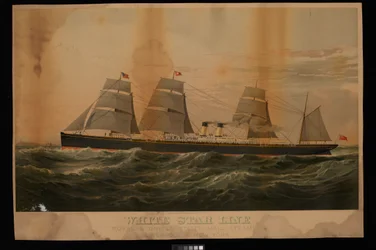 White Star Line Royal  United States Mail Steamers Liverpool  New York Britannic (kromolitográfia)