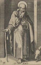 Szent Antal, egy bot a jobb kezében, a Piccoli Santi sorozatból, a Small ..., kb. 1500-1527.