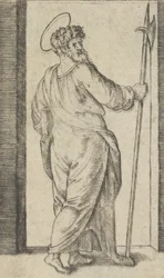 Szent Jude, jobb kezében alabárdot tartva, a Piccoli Santi sorozatból ..., kb. 1500-1527.