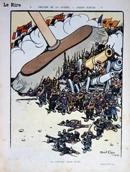 „Az új orosz seprű”, rajzfilm a „Le Rire” magazinból 1914. december 5-én (színes litó)