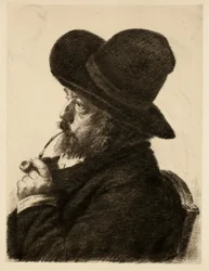 Dohányzás nagy kalapban (önarckép)